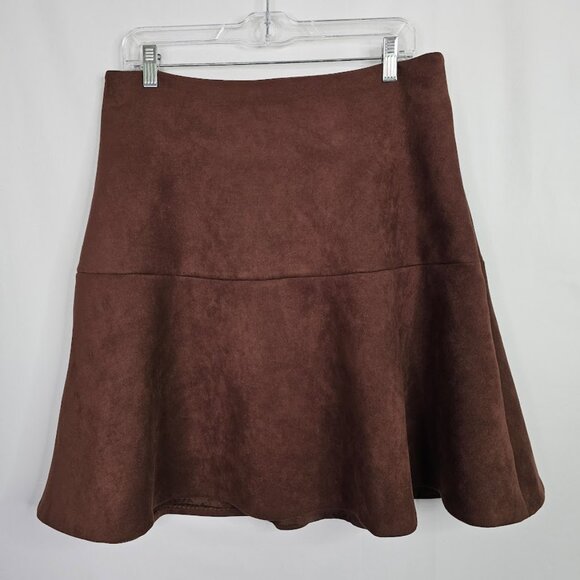 TOMMY HILFIGER Skirt Faux Suede CHOCOLATE BROWN size 10 Twee Preppy Academia - Picture 2 of 7